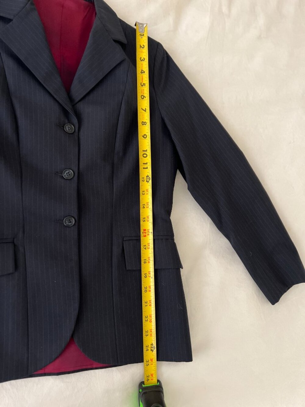 Women's Equestrian Hunt Coat Navy Blue with Light Blue Pinstripe Size 14 - Picture 11 of 12